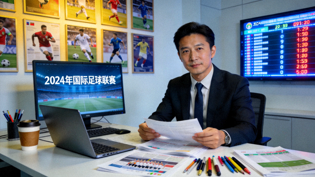 体育新闻编辑室内记者整理赛事报道的场景